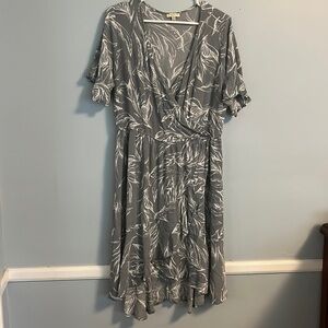 Kori floral faux wrap style dress 1xl